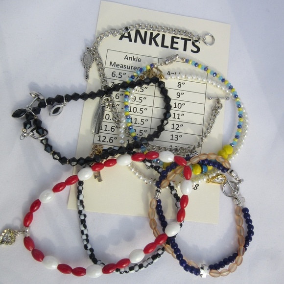 Hand Crafted Anklet 10" Blue/Yellow Beaded Anklet (Ankle Bracelet) - Picture 5 of 6